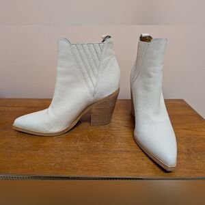 Marc Fisher White Leather Ankle Booties